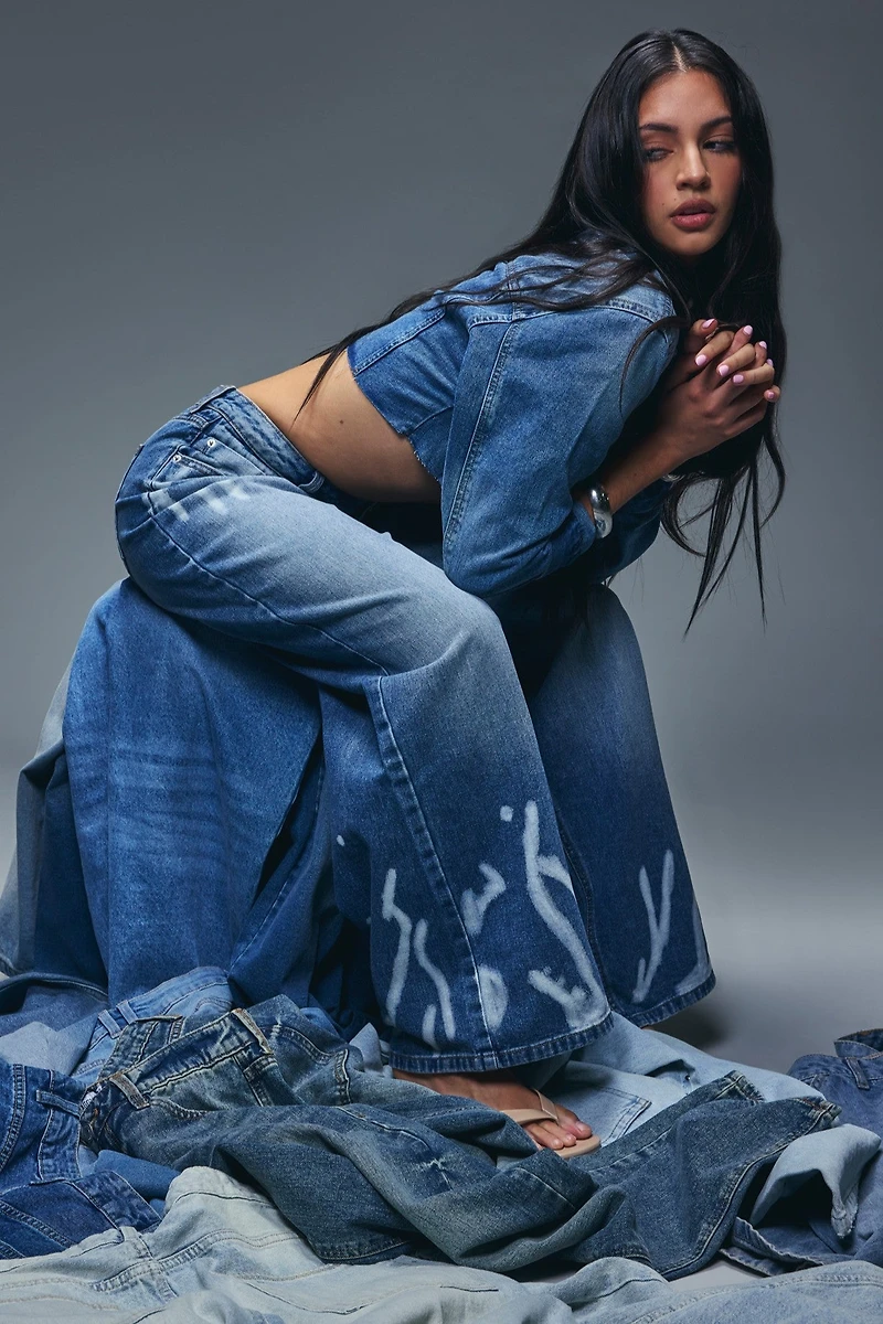 Low Rise Paint Splatter Baggy Jean