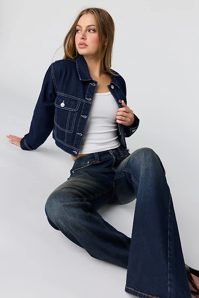 Jean baggy à jambe évasée et taille basse
