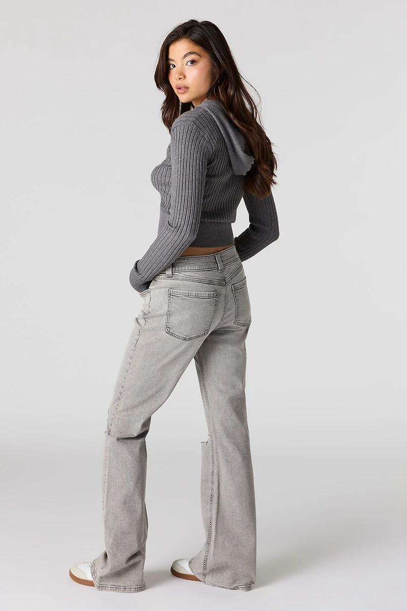Jean baggy déchiré à jambe évasée