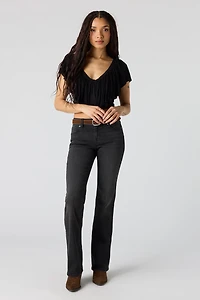 Stretch Low Rise Belted Bootcut Jean