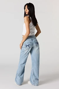 Embroidered Low Rise Skater Jean
