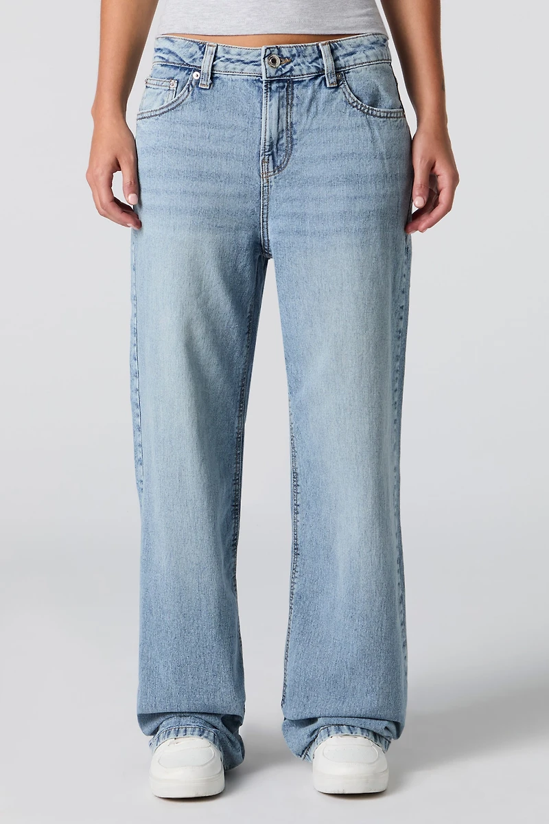 Bow Graphic Low Rise Skater Jean
