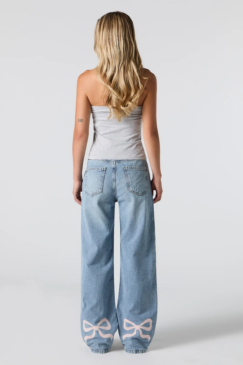 Bow Graphic Low Rise Skater Jean