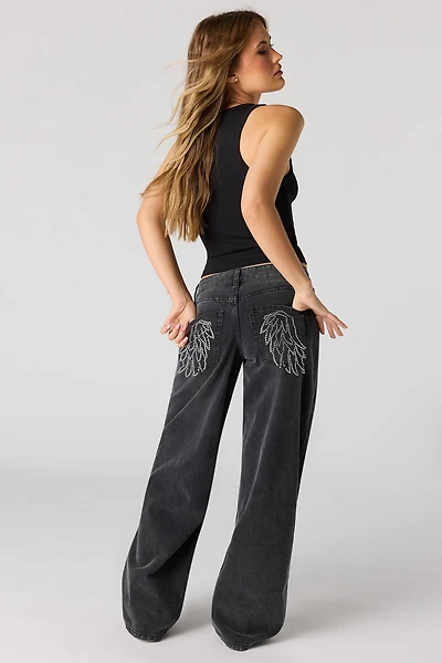 London Low Rise Studded Super Baggy Jean