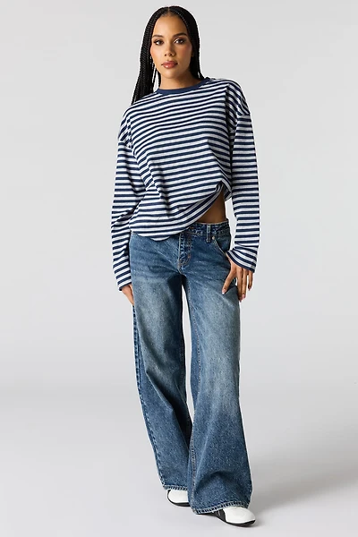 Jean super baggy London imprimé à taille basse
