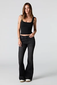 Low Rise Back Pocket Flap Flare Jean