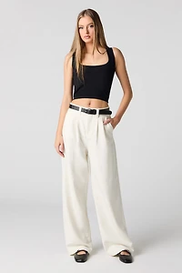 Pantalon baggy habillé à jambe large avec ceinture