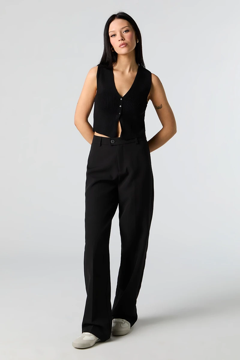 Pantalon habillé à jambe droite plissé