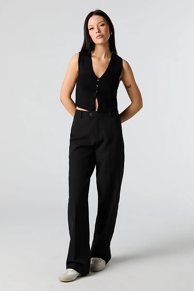 Pantalon habillé à jambe droite plissé