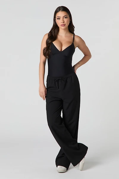 Pantalon à jambe large avec taille coulissante