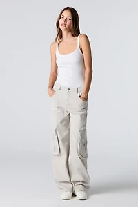 Pantalon cargo à jambe large en denim