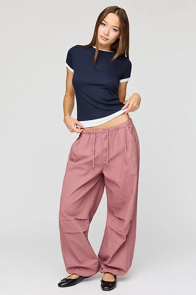 Pantalon parachute à taille coulissante