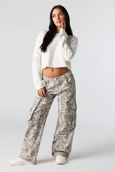 Pantalon cargo à jambe large en denim