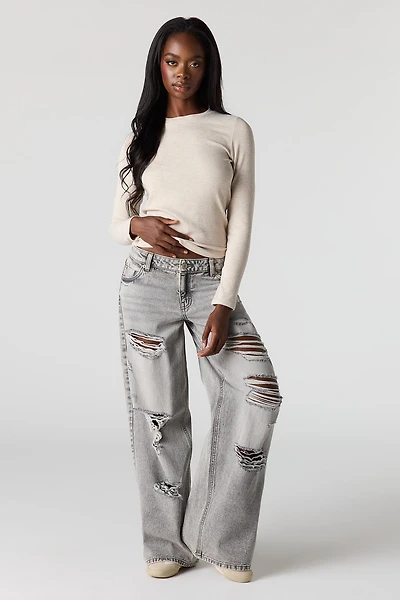 London Ripped Low Rise Super Baggy Jean