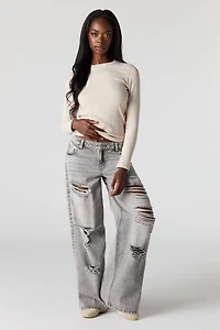 London Ripped Low Rise Super Baggy Jean