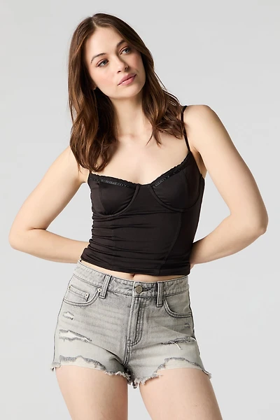 Grey Distressed Denim Short