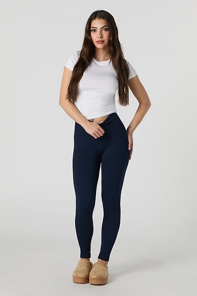 Legging côtelé sans couture à taille haute