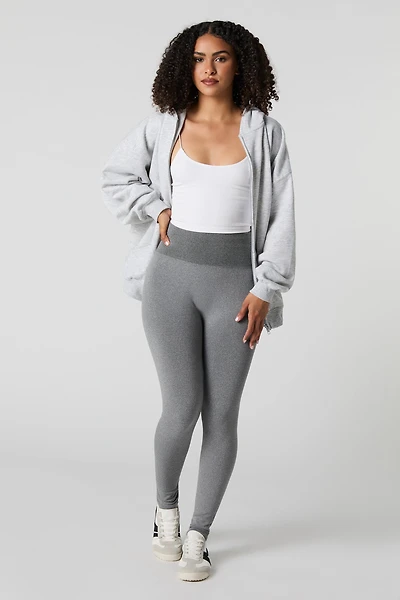 Legging sans couture doublé de molleton à taille haute