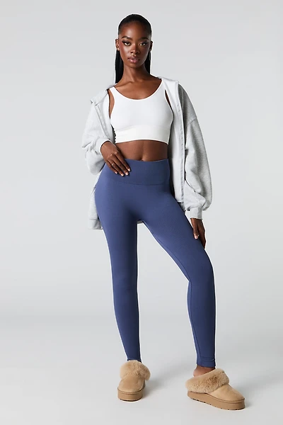 Legging côtelé sans couture à taille haute
