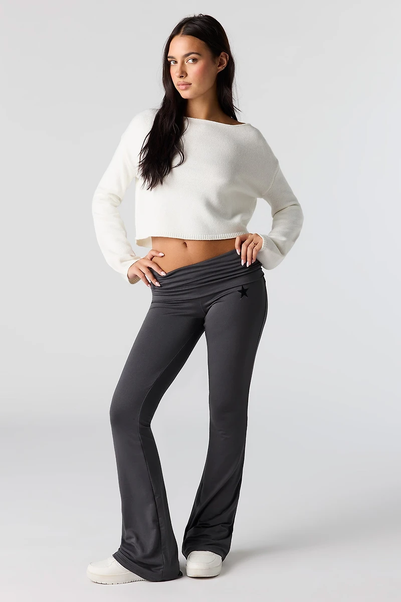 Legging à jambe évasée avec motif brodé