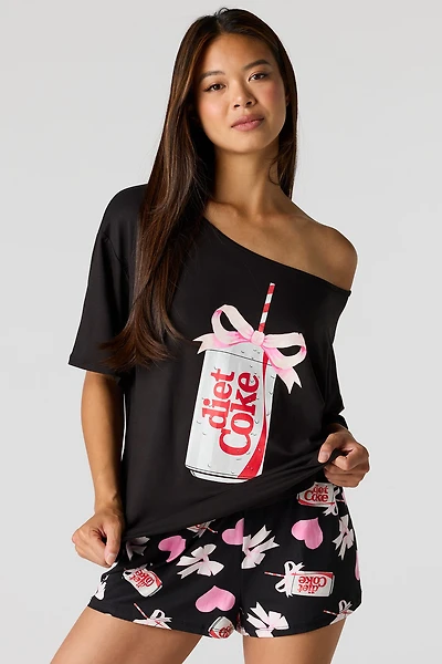 Diet Coke Off Shoulder Top & Short Pajama Set