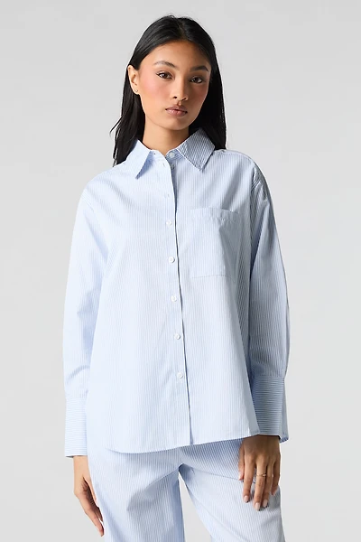Striped Button-Up Long Sleeve Pajama Top