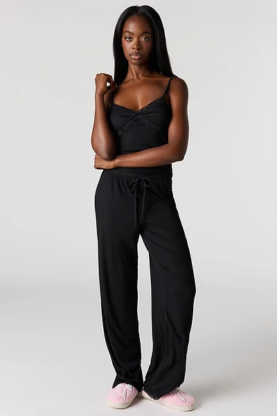 Ribbed Lace Tank & Pant Pajama Set