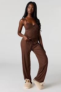 Ensemble pyjama avec débardeur en dentelle côtelée et pantalon