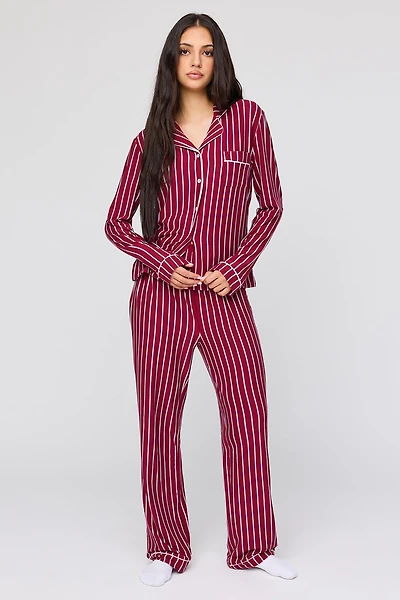 Long Sleeve Button-Up Top & Pant Pajama Set