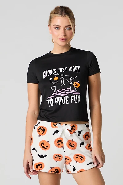Halloween T-Shirt & Short 2 Piece Pajama Set
