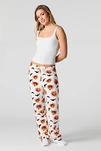 Pantalon de pyjama pelucheux à imprimé Halloween