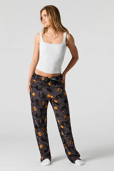 Halloween Print Plush Pajama Pant