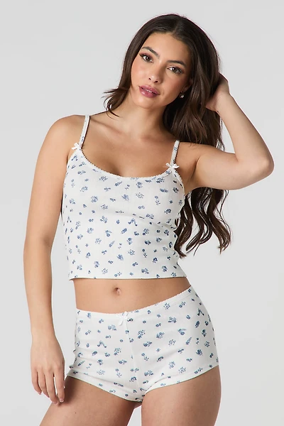 Ensemble pyjama avec camisole et short en pointelle
