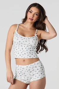 Ensemble pyjama avec camisole et short en pointelle