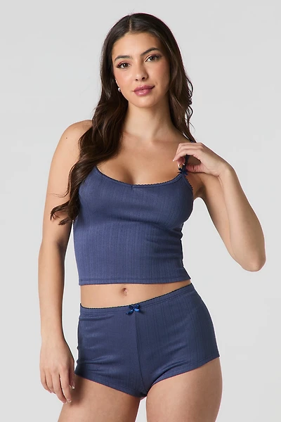 Pointelle Cami & Shortie 2 Piece Pajama Set