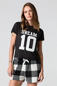 Graphic T-Shirt & Plush Short 2 Piece Pajama Set