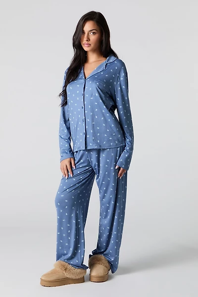 Ensemble-pyjama 2 pièces haut boutonné et pantalon