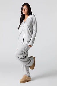 Button-Up Top & Pant 2 Piece Pajama Set