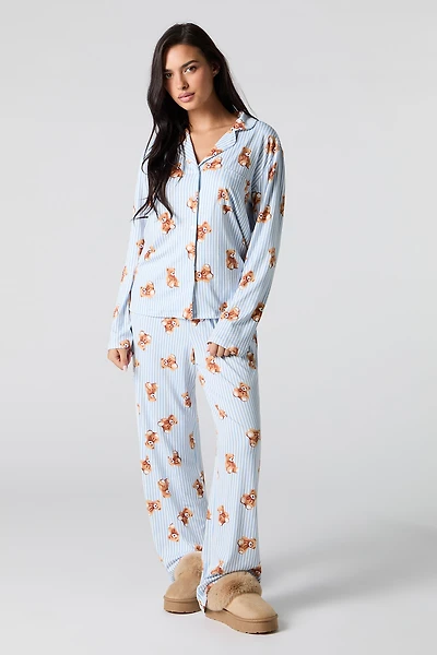 Ensemble-pyjama 2 pièces haut boutonné et pantalon