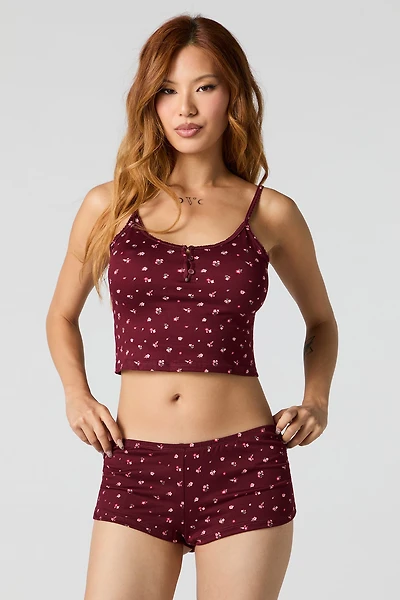 Ensemble-pyjama 2 pièces camisole et shortie imprimés