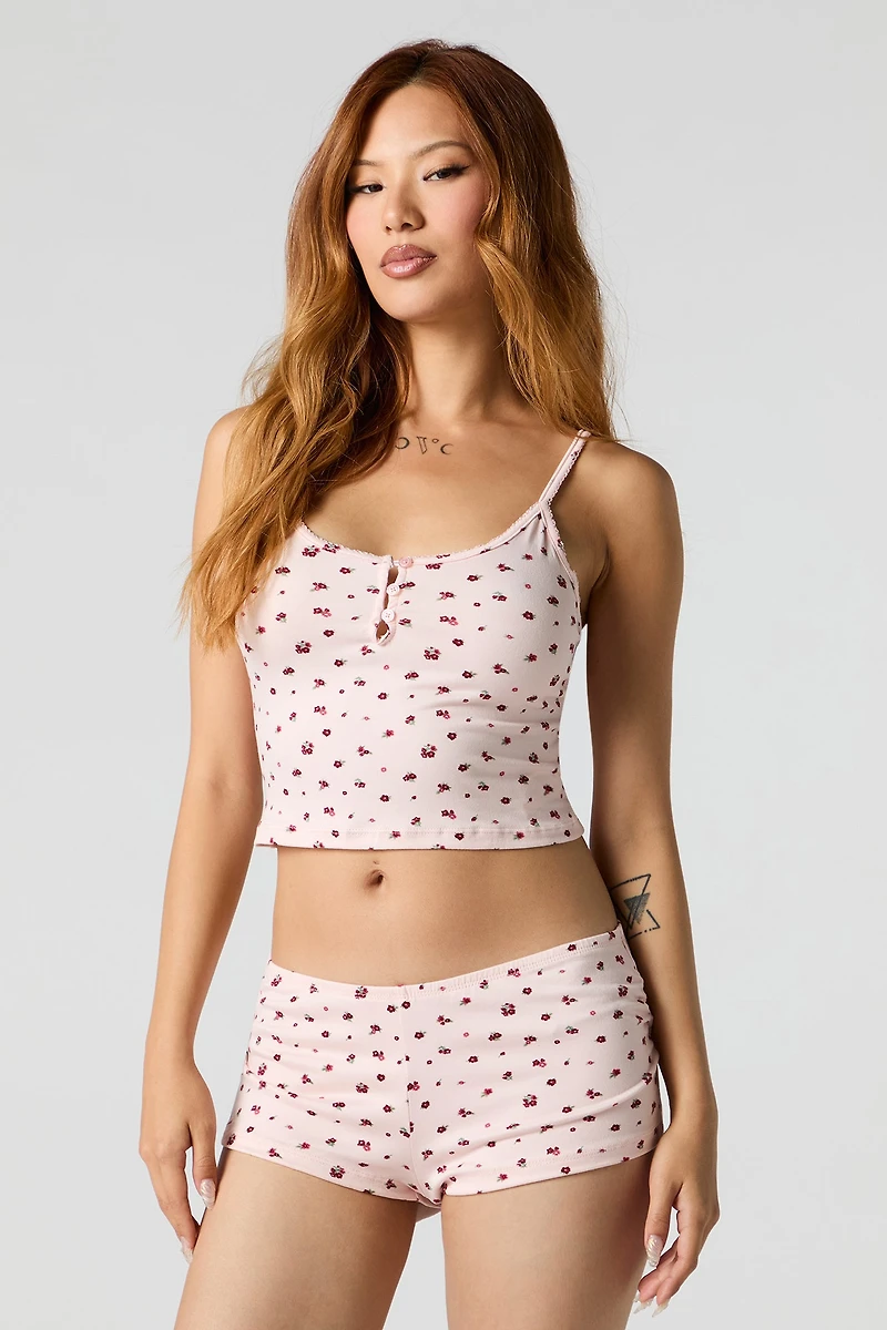 Ensemble-pyjama 2 pièces camisole et shortie imprimés