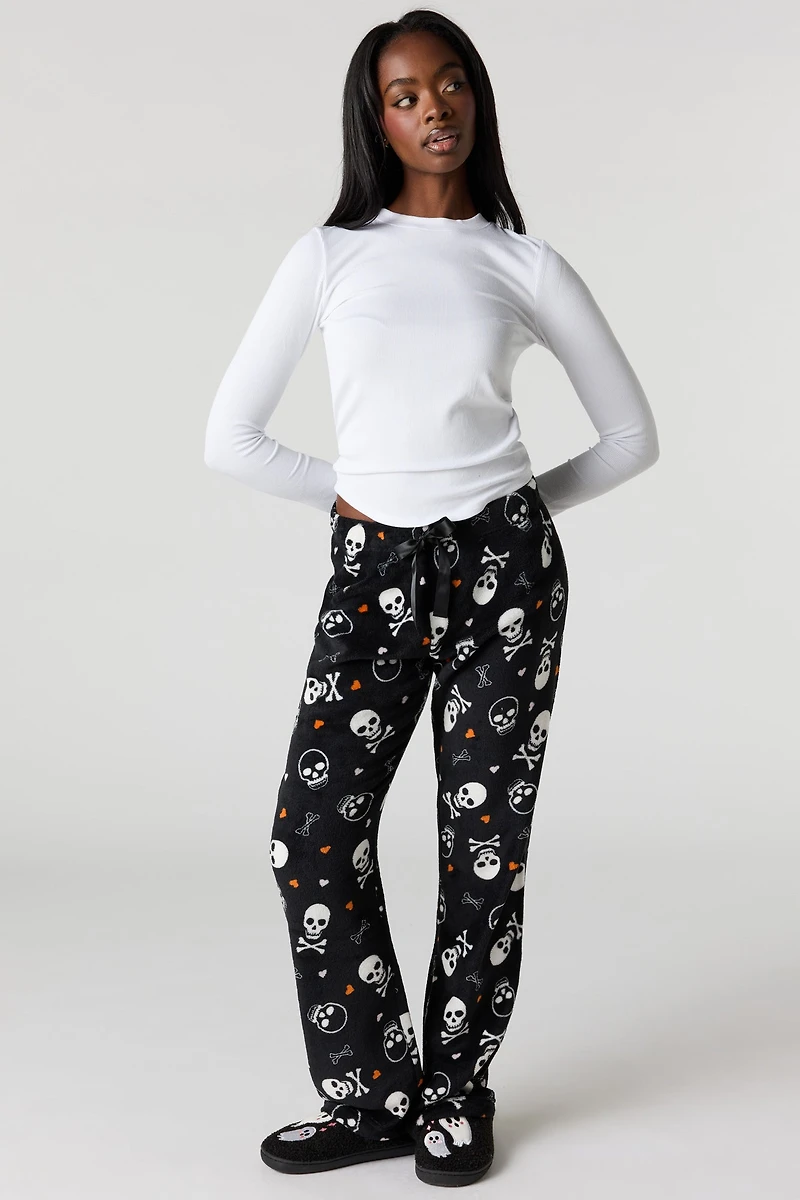 Halloween Print Plush Pajama Pant