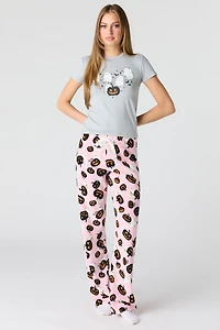Ensemble pyjama avec t-shirt à imprimé Halloween et pantalon en peluche