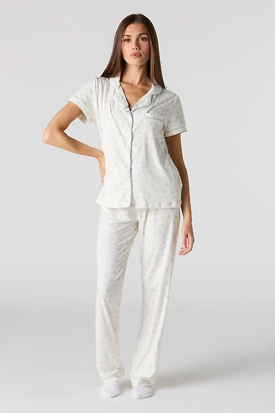 Ensemble pyjama avec haut boutonné et pantalon