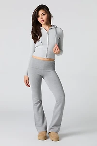 Haut à capuchon en tricot jacquard et glissière