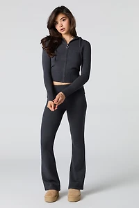 Haut à capuchon en tricot jacquard et glissière