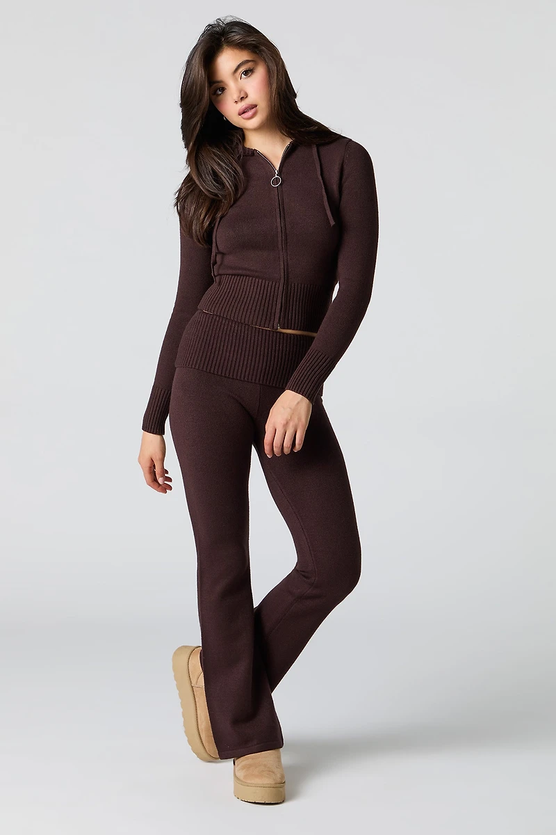 Haut à capuchon en tricot jacquard et glissière