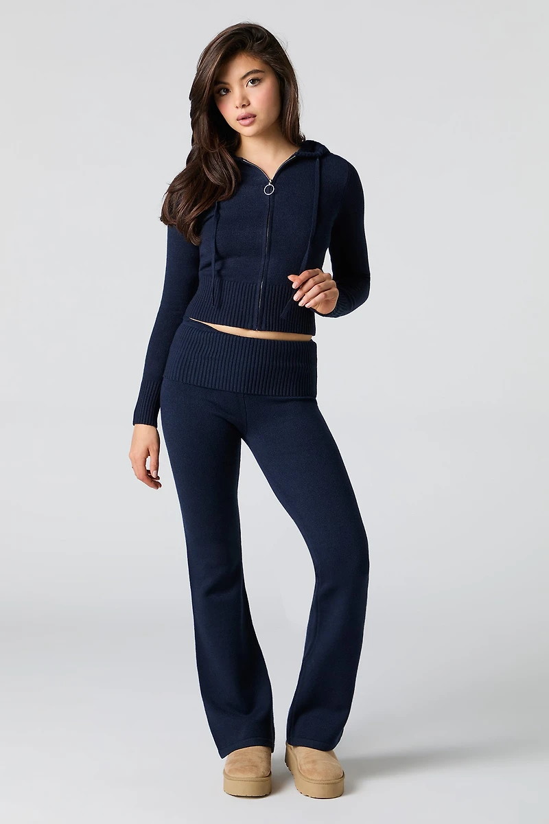 Haut à capuchon en tricot jacquard et glissière