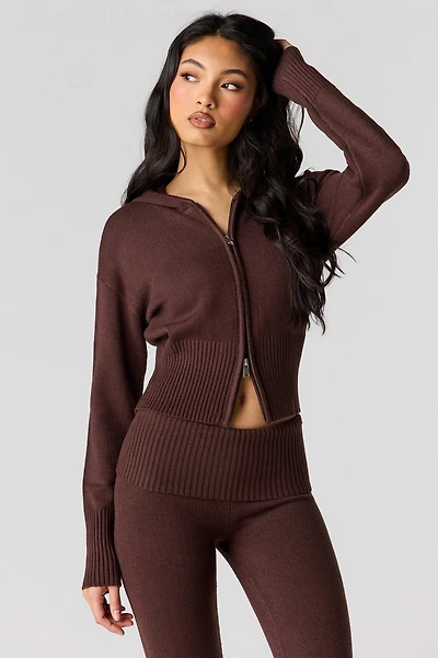 Knit 2 Way Zip Hoodie