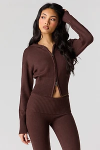 Knit 2 Way Zip Hoodie